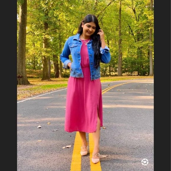 Women's Short Sleeve Cinched Waist Dress - Pink - Picture 3 of 3